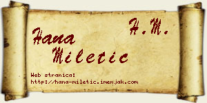 Hana Miletić vizit kartica
